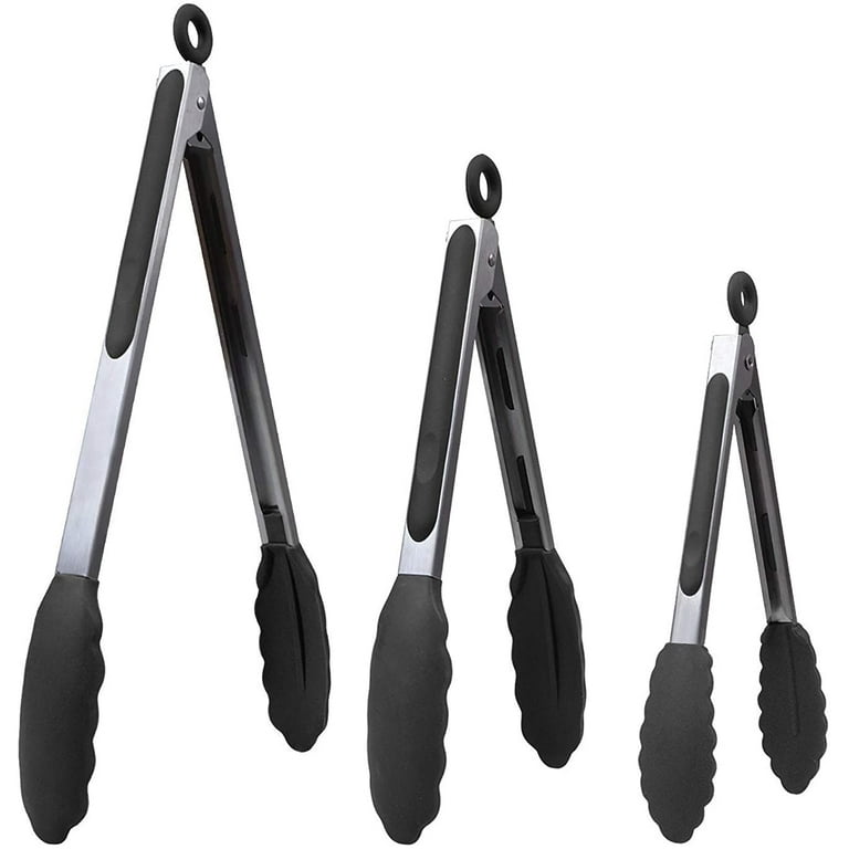 Silicone Food Tongs, Rubber Tip Tongs Stainless Steel Core Bbq