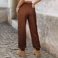 thumbnail image 7 of Jeans for Women Casual Lightweight Elastic Waist Stretchy Pants Summer Trouses with Pockets Brown M, 7 of 7