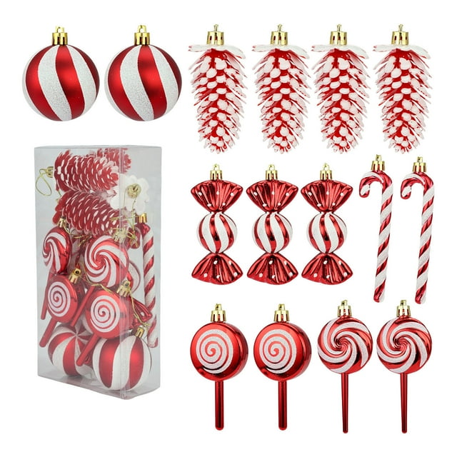 REZUOFI 15 PCS Christmas Ball Ornaments Set, Festive Hanging Decor for Holiday Tree, Party & Home, Assorted Designs, Durable Plastic, Gift Ready