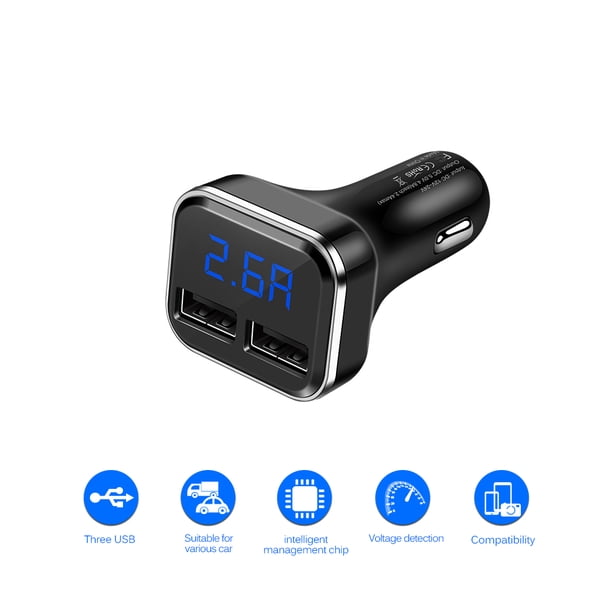 Smart 4.8A Dual Usb Car Charge Adaptador De Carga Rápida Con Voltímetro Para Iphone Ipad Samsung Serendint VI008593-00