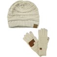 thumbnail image 1 of Unisex Soft Stretch Cable Knit Beanie and Anti-Slip Touchscreen Gloves 2 Pc Set 2 Pc Set, 1 of 3