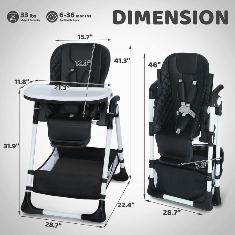 AILEEKISS Collapsible Compact Baby High Chair with Wheels