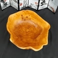 thumbnail image 3 of Plato de fruta de madera maciza, bandeja de madera tallada con raíz de tronco, vajilla ligera de lujo, plato de fruta creativo, cuenco de madera irregular, 3 of 5
