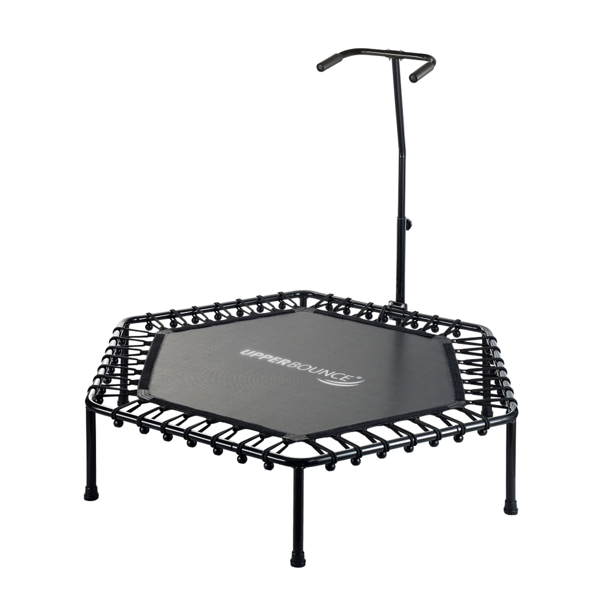 Upper Bounce 50" Mini Trampoline with Adjustable T-Shaped Handrail – Hexagonal Rebounder Fitness Trampoline for Kids & Adults - No Pad