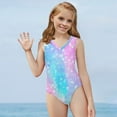 thumbnail image 5 of FOR U DESIGNS Comfortable Blue Pink Sleeveless Swimsuit Leotards for Swimming Dancing Stars Kids Bodysuit Cute Girls Tank Leotard Swimwear Size 11-12, 5 of 8