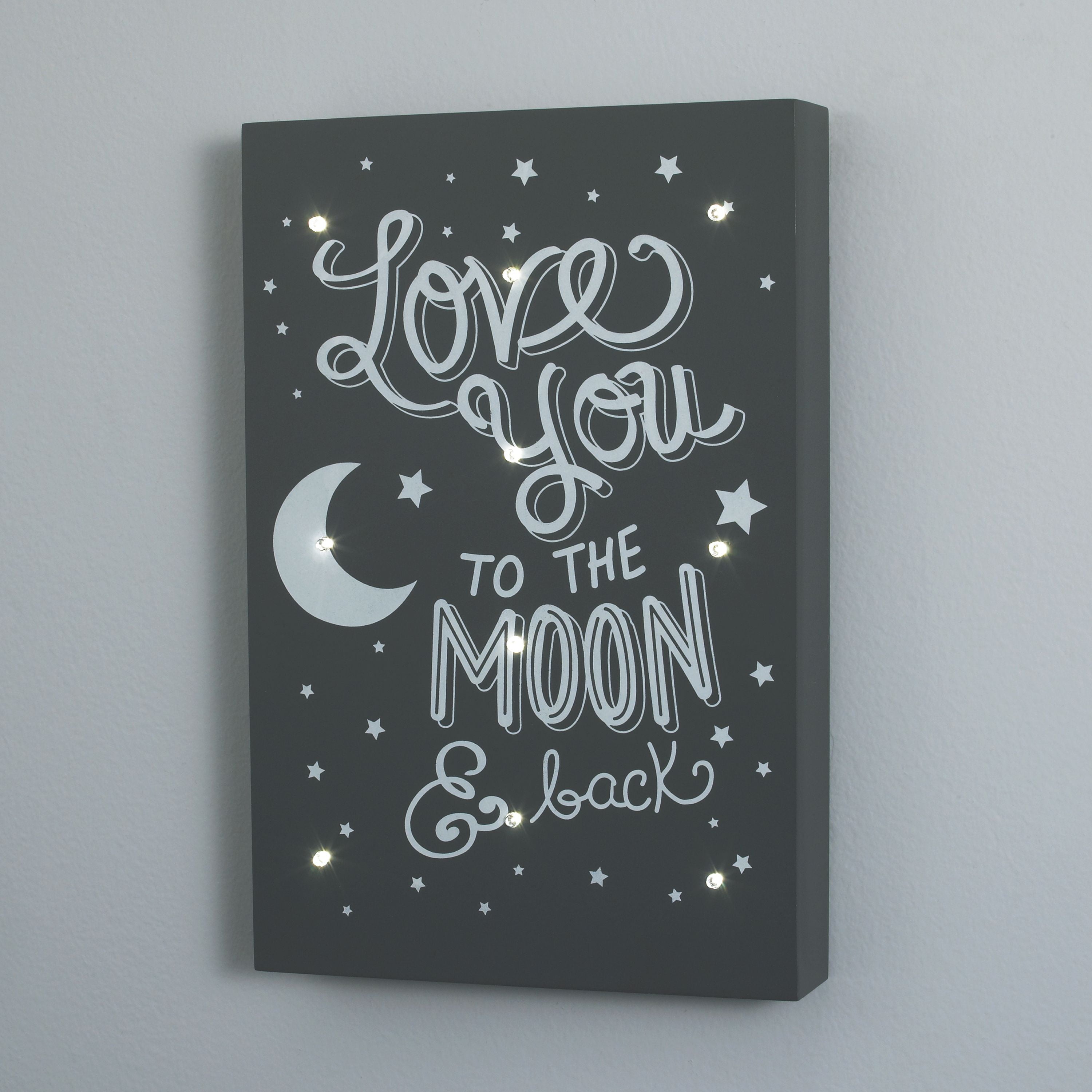 Little Love by Nojo Grey and White To the Moon and Back Lighted Wall DÃ©cor