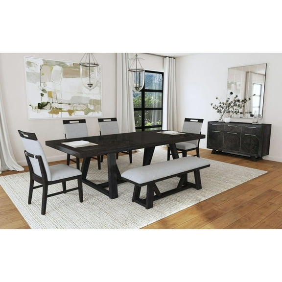 Picket House Furnishings Pinnacle 6PC Standard Height Dining Set in Charcoal