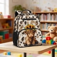 thumbnail image 5 of HUIACONG 13.5 Inch Cow Print Highland Cow Kids School Backpack Water Resistant Large Capacity Lightweight Bookbag with Adjustable Padded Breathable Straps Multi Pockets for Boys Girls Daily Use, 5 of 7