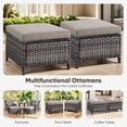 thumbnail image 3 of Planntonneo Outdoor Wicker Ottoman Set of 2, Patio Rattan Footrest Seat with Grey Cushions, Grey Wicker, 3 of 8