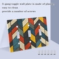 thumbnail image 3 of Yayeee Toggle Light Switch Wall Plate 2-Gang 4.56"x4.48" Decorative Outlet Cover, Red Geometric, 3 of 7