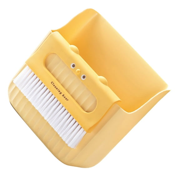 HONMEET Multi-Function Whisk Broom and Dustpan Set, Yellow, Lightweight Cleaning Tool for Home and Office, 1 Set