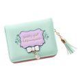 thumbnail image 4 of Fashion Small Pu Zip Pocket Card Holder Clutch Purse Tassel Green, 4 of 7