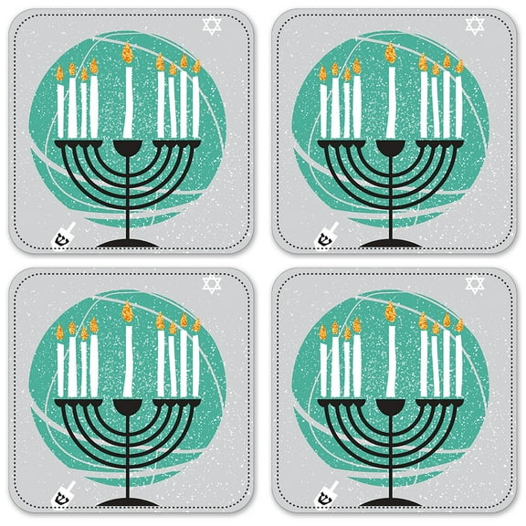 Vinyl Drink Coasters - Set of 4 - Menora
