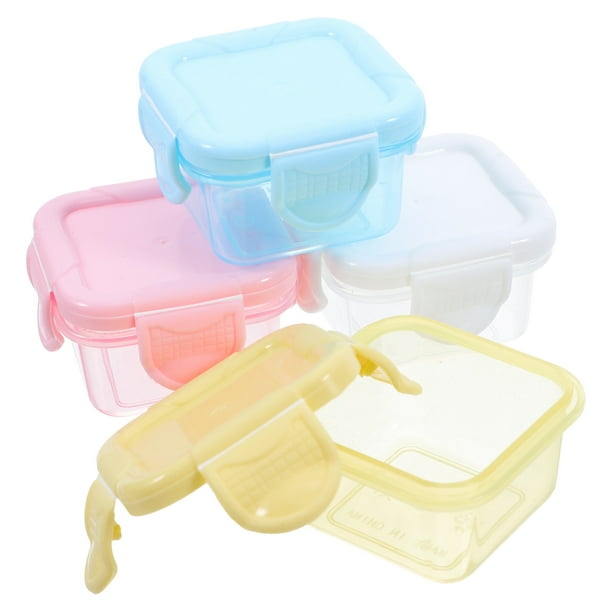4 recipientes para aperitivos con tapa: cajas reutilizables de 60 ml para almacenar alimentos en el congelador de viaje. Vasos herméticos para condimentos y salsas.