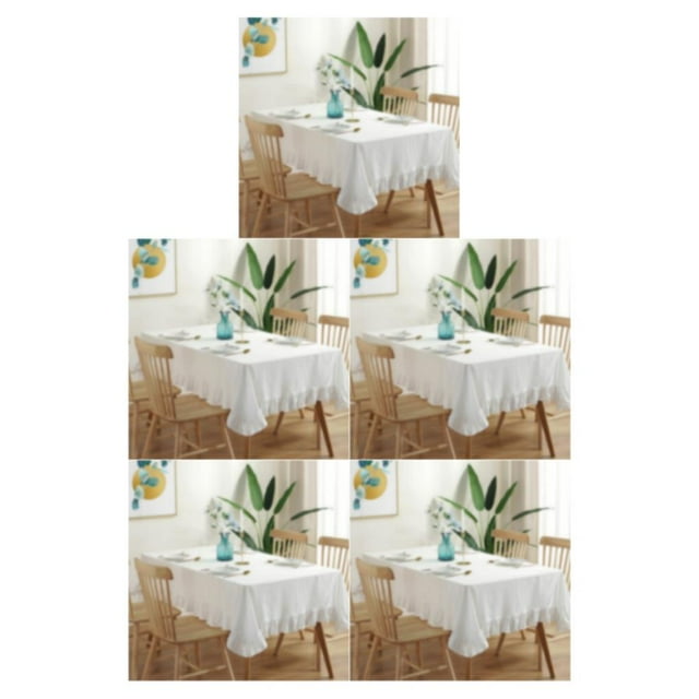 Guardoinrt Easy Care Rectangular Tablecloth Sturdy And Durable Ensures Easy Maintenance white 100*140CM 5Set