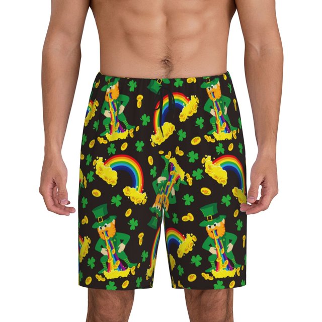 Fotbe Happy St. Patrick's Day Pantalones Cortos de Pijama para Hombre, Ropa de Dormir, Pantalones de Pijama Cortos para Hombre-Small