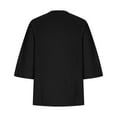 thumbnail image 4 of Nrmvnmi Women's Round Neck 3/4 Bell Sleeve Blouse Tops Loose Fit Solid Color T-Shirt Elbow Length T-Shirts For Mothers day gifts, 4 of 6