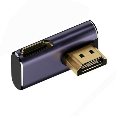 FVH HDMI Male to HDMI 2.1 Female Vertical 90 Degree Left Down Angled Low Profile UHD Extension Adapter Support 8K 60hz HDTV