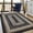 Black, variant on Washable Area Rug, Modern Bordered Distressed Rugs Geometric Large Area Rug, Throw Rugs Carpet for Living Room Spaces Diningroom Bedrooms Office Dorm