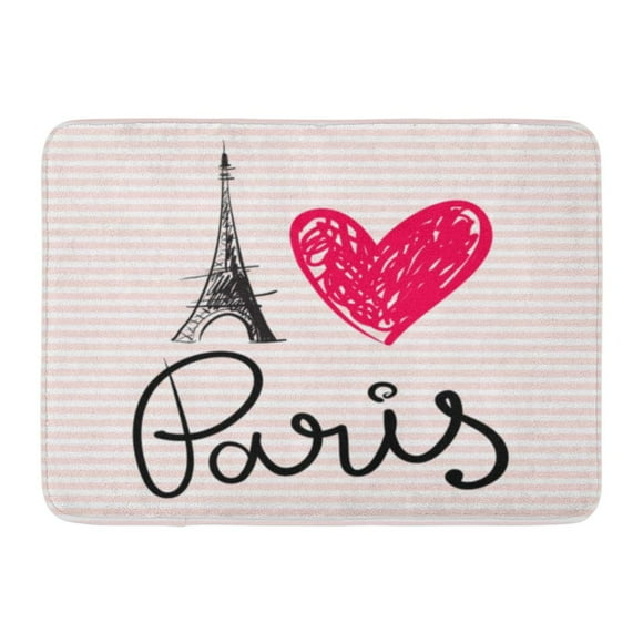 YUSDECOR Parisian French with Paris Symbol Eiffel Tower I Love Heart Tour Rug Doormat Bath Mat 23.6x15.7 inch