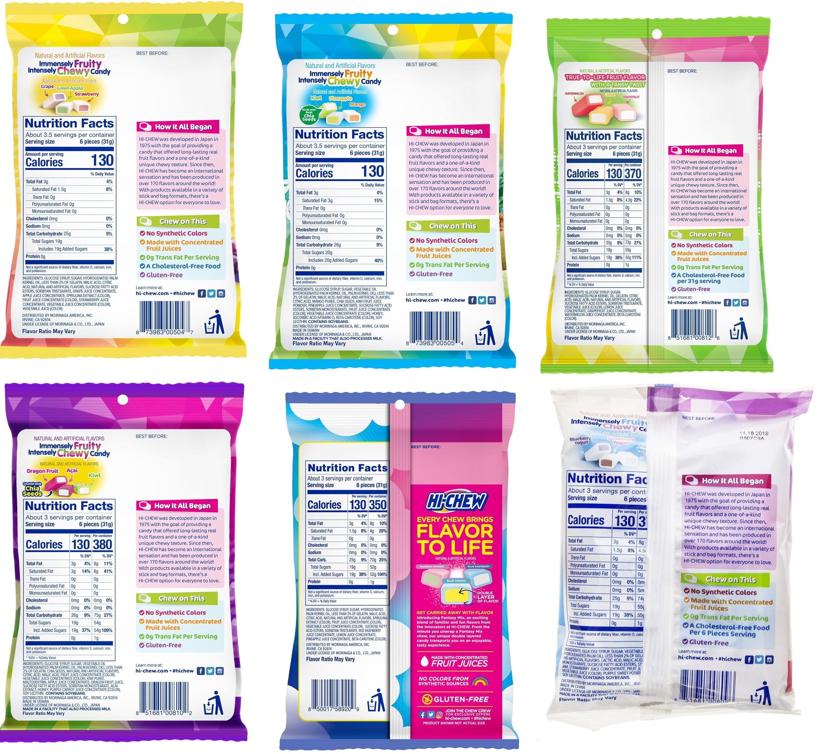 NineChef Bundle - HiChew Hi-Chew Japanese Candy Variety Pack Fizzies Sours Plus Friut Tropical Mix And Original Mix Plus Sample Box Of Botan Rice Candy + 1 NineChef  Long Handle Coffee Spoon