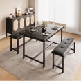 thumbnail image 1 of TROPOW Desk Chair,Kitchen Table Set with 2 Benches, Farmhouse Dining Room Table Set Metal Wood Rectangular Dining Table for Small Space, Apartment, Black, 1 of 7