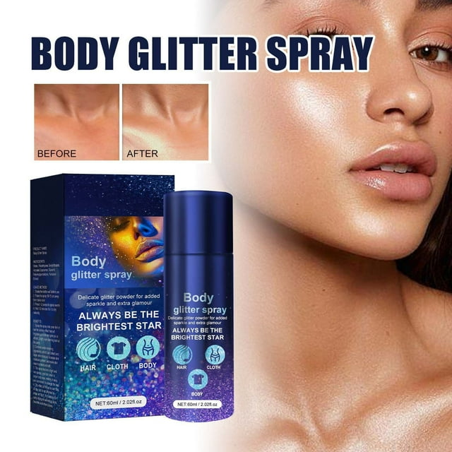 Fiudx Spray Brillante, Ligero, Brillo Corporal, Spray Dar Brillo Al Cabello de Larga Duración, Brillo de Alta Calidad para Ropa, Ideal para Usar En Escenarios de Graduación, Maquillaje Esencial para
