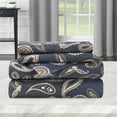 thumbnail image 5 of BNM Paisley Flannel Cotton Sheet Set, King, Navy Blue, 5 of 6