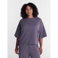 thumbnail image 2 of Athletic Works Women's and Women's Plus French Terry Cropped Boxy Tee, Sizes XS-4X, 2 of 6