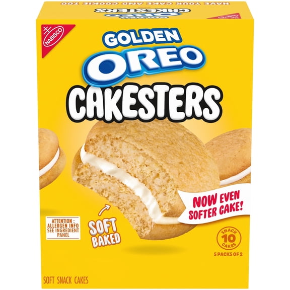 OREO Golden Cakesters Soft Snack Cakes, 5 - 2.02 oz Snack Packs
