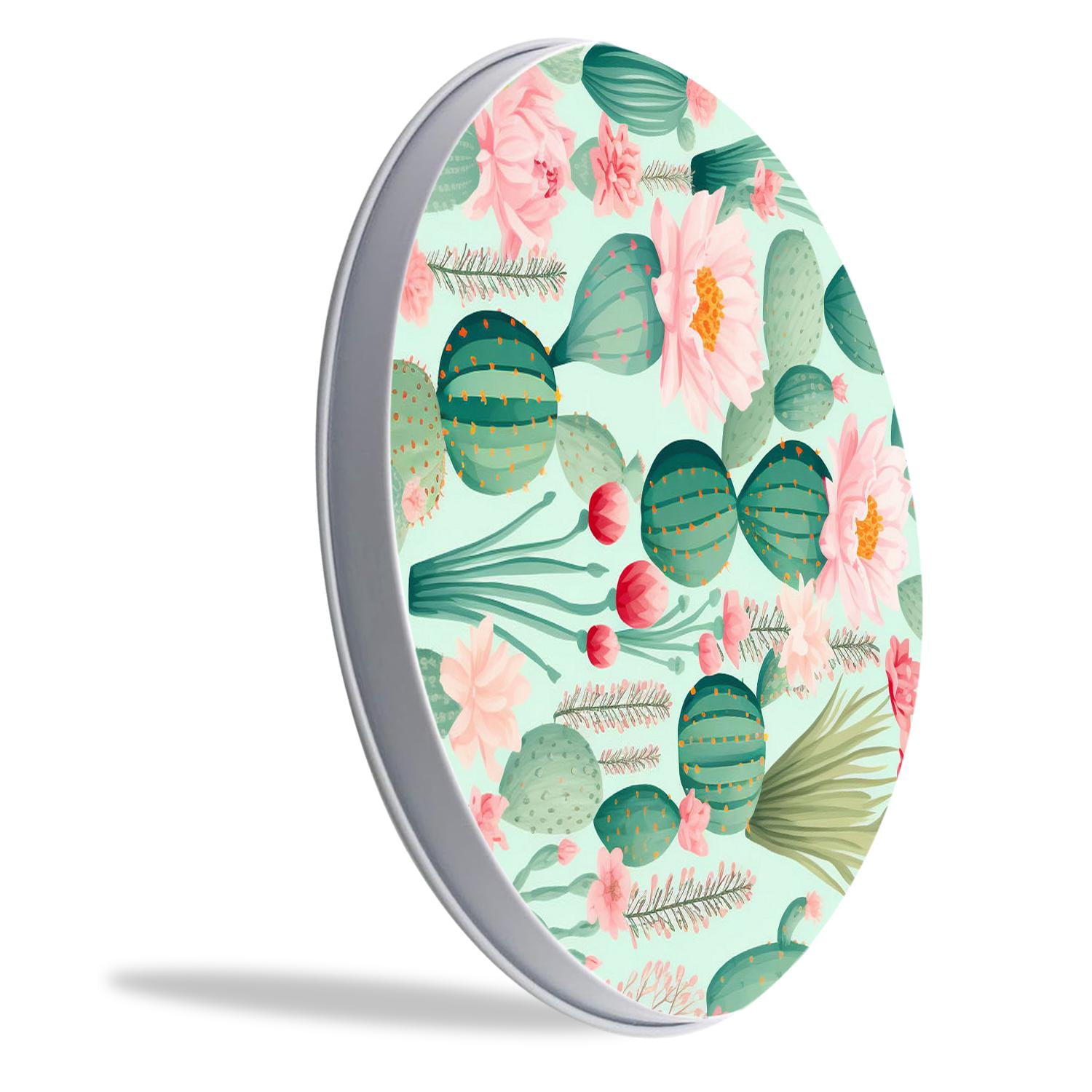 Round Stove Burner Covers 4 Pcs Metal Electric Stove Burner Covers 8Inch And 10Inch ,Cactus Plant Green Color Painting