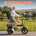 thumbnail image 2 of 14" Foldable Electric Bike, 500W Commuter Ebike for Adults, Mini Ebike with Basket, 36V 12Ah Battery, 18MPH & 20 Miles, UL2849, 2 of 10