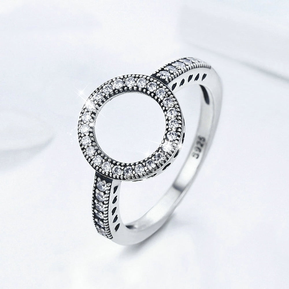 Silvery Ring Lovers Ring Romantic Zircon Wedding Valentine'S Day Gifts