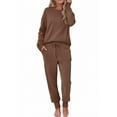 thumbnail image 2 of Ekouaer Women's 5 Piece Lounge Set Long Sleeve Knit Pajamas Sweatsuit Jogger Pant Outfits With Pockets, 2 of 6