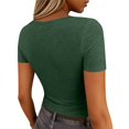 thumbnail image 5 of Lumtrix Women'S Short Sleeve Scoop Neck Ribbed Knit Fitted Dressy Casual Tops Tee Summer Slim Trendy Basic Shirts Dark Green 2XL, 5 of 7