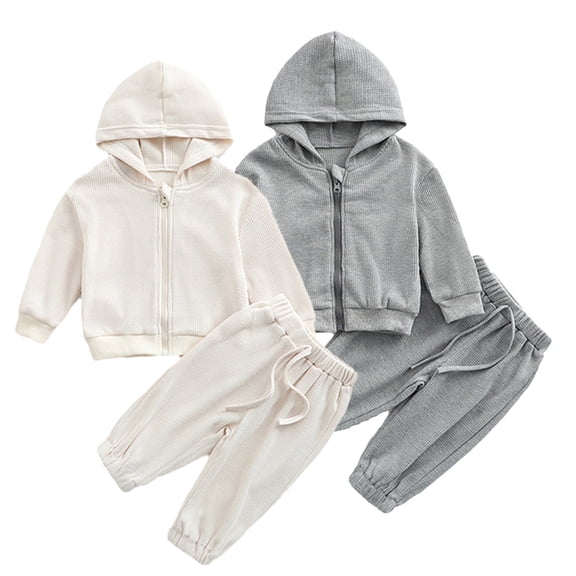KYAIGUO Baby Infant Boys Girls Hooded Sweatshirt Tracksuit Set Newborn Full Zipper Sweatsuit Jogging Pants Set 2 Pieces Casual Sweatshirt Sweatpant for Spring Fall