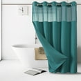 thumbnail image 5 of Todaioua Green No Hook Waffle Weave Shower Curtain with snap-in Liner Replacement, Fabric Hotel Shower Curtain for Bathroom, Through Mesh Top Window,71"W x 74"H, 5 of 6