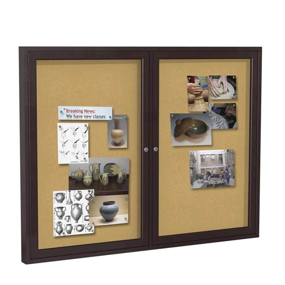 Ghent's Wood 36" x 48" 2 Door Enclosed Bulletin Board in Natural