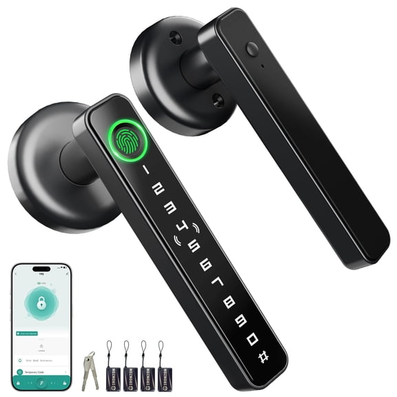 IRONZON Fingerprint Door Lock Smart Door Lock with Keypad Keyless Entry Door Lock with Handle for Home Hotel Office Apartment Bedroom
