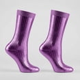 thumbnail image 6 of Women's Shiny Metallic Socks, Ribbed Laminated Fashion Socks for Heels and Boots, All Season Comfort Socks with Temperature Regulation, Evening and Casual Wear Purple, 6 of 6