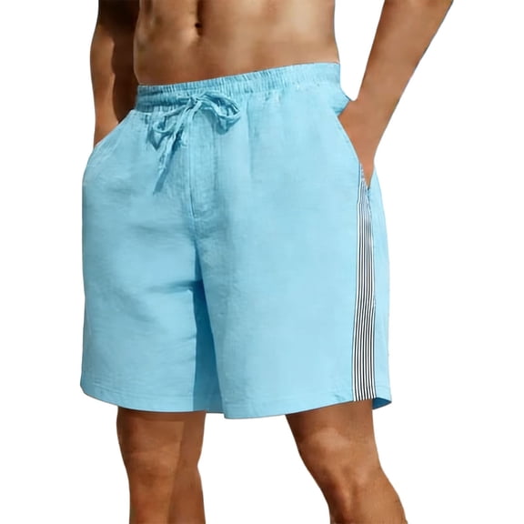 Yievot Mens Casual Shorts 7 Inch Inseam Cotton Shorts Elastic Waist Drawstring Summer Beach Shorts