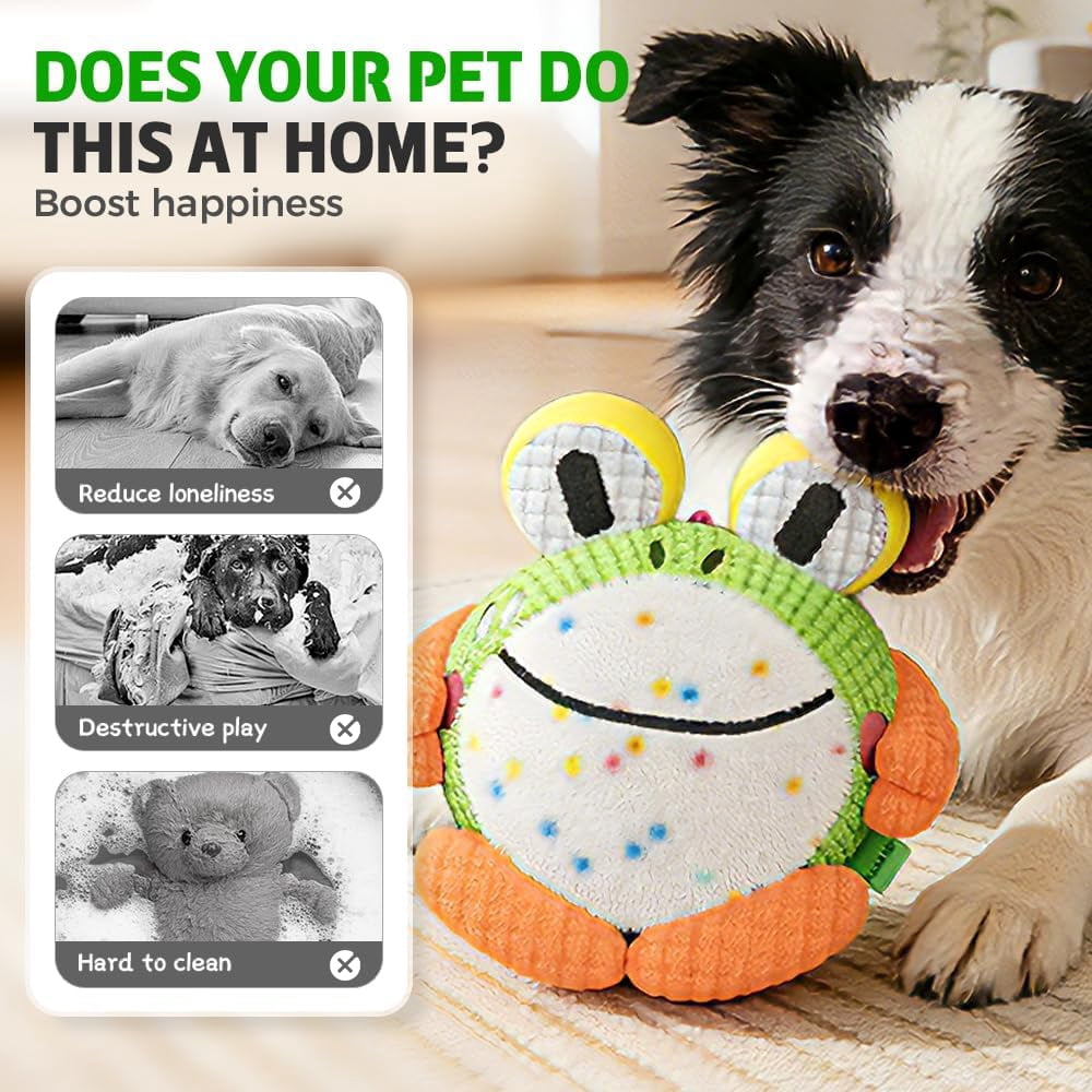 Active Moving Pet Plush Toy, Moving Interactive Squeaky Dog Toy Small Dog Toys, Upgrade Rechargeable Squeaky Dog Ball Toy