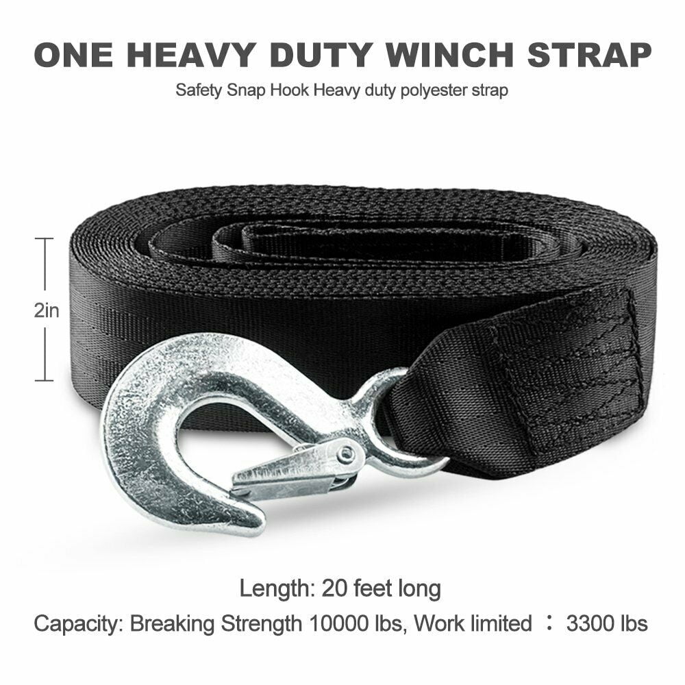 Tow Strap with Hooks Heavy Duty Towing Hitch Auto Truck Tie Down To 2" x 20' ft 