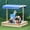 Natural, Blue, variant on Outsunny Kids Wooden Sandbox, Children Sand Play Station Outdoor, with Adjustable Height Cover, Bottom Liner, Seat, Plastic Basins, Boys and Girls