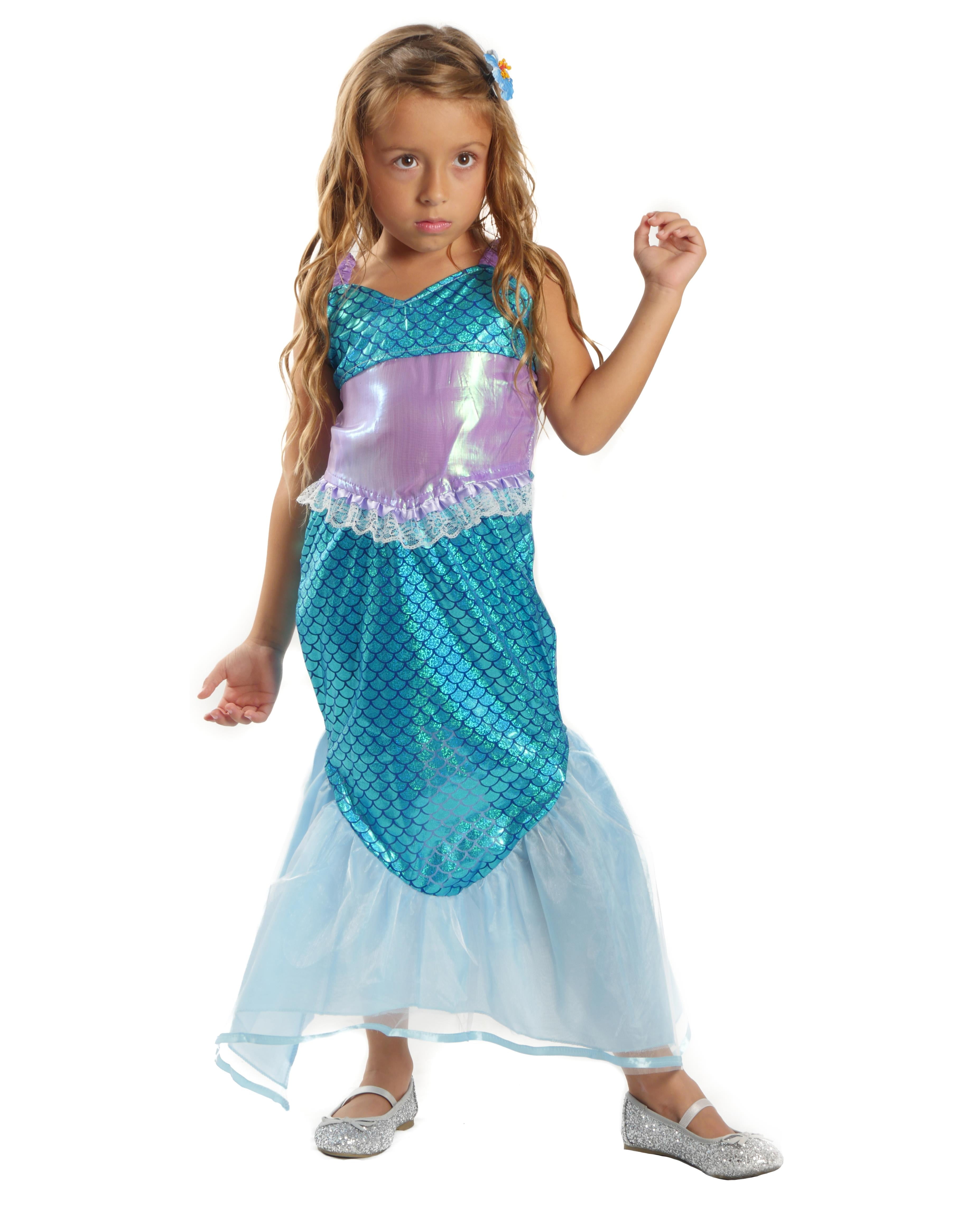 Girls Little Mermaid Costume Cute Dress Up, Blue and Purple, Size: 2-4 ...