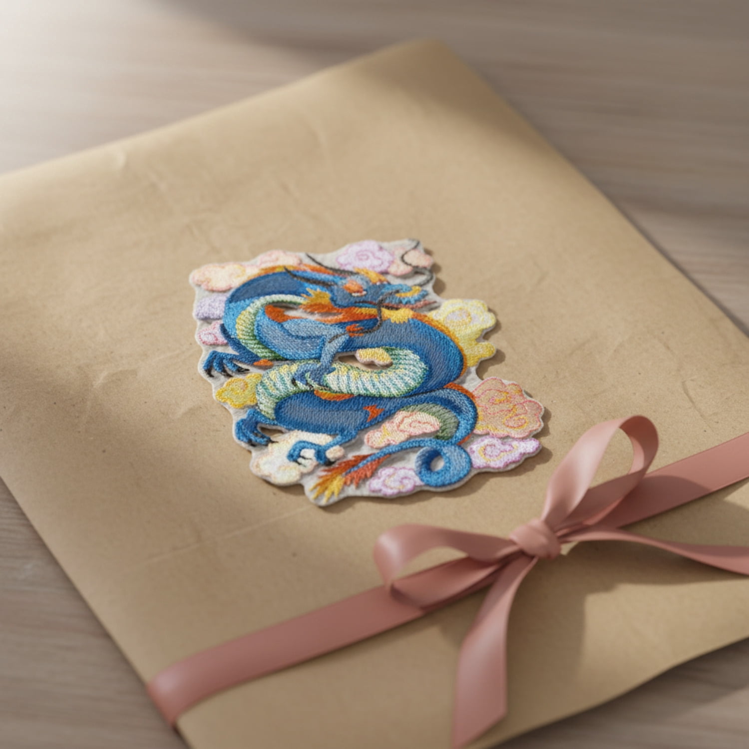Custom Dragon in Watercolor Embroidery Iron On/Sew Patch [7.26" X 5.84"]