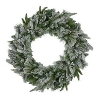 30 in. Pre-Lit LED Flocked Mixed Rose Mary Emerald Angel Pine Artificial Christmas Wreath - Clear Lights
