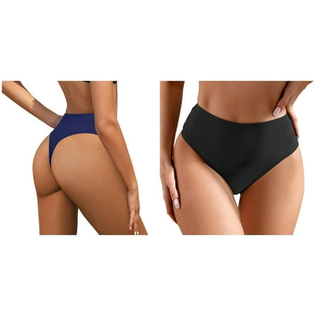 2-Pack Women Plus Size High Waist Bikini Bottoms Swim Briefs Beach Shorts Ruched Bottom High Cut Swim Bottom Full Coverage Swimsuit Bottom Sports Yoga Shorts Swimbottom Leopard Swimsuit Women Hig