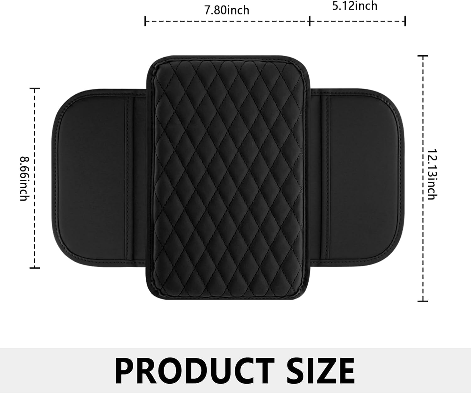 Gilysido Universal Car Center Console Armrest Cover for Vehicle, Black PU Leather Pad Protector with 2 Storage Bags