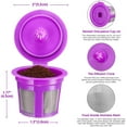 thumbnail image 2 of Tasses K Réutilisables, Lot de 6 Filtres à Café Réutilisables à Ajustement Universel avec Maille en Acier Inoxydable de Qualité Alimentaire, Dosettes de Café Écologiques, pour Cafetières Keurig 1.0 et 2.0 (Violet), 2 of 7